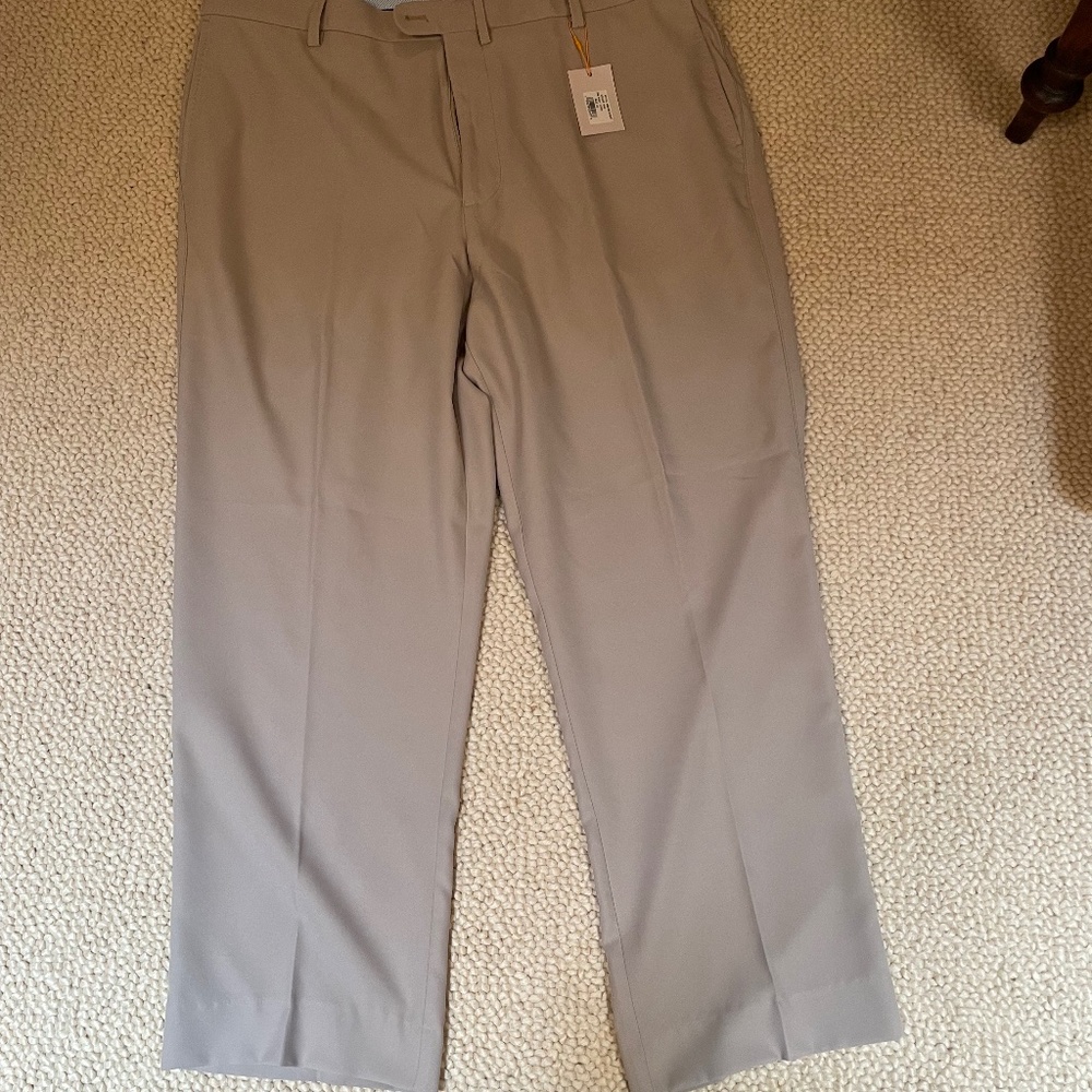 NWT PETER MILLAR CROWN SPORT MENS CLASSIC FIT 42L FLAT FRONT KHAKI PANTS